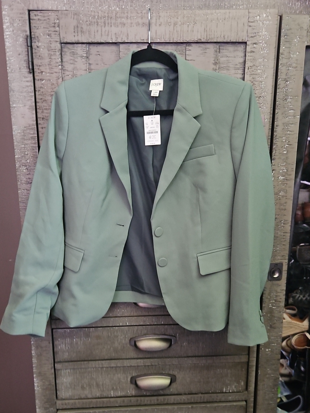 Womens J. Crew Sage Green Single-Breasted Blazer